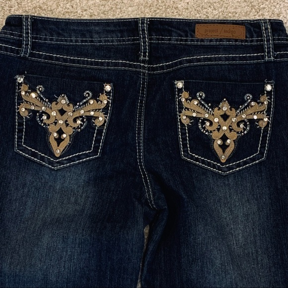 Project‎ Indigo Dark Wash Straight Cuffed Cropped Jeans 9 - Picture 9 of 16
